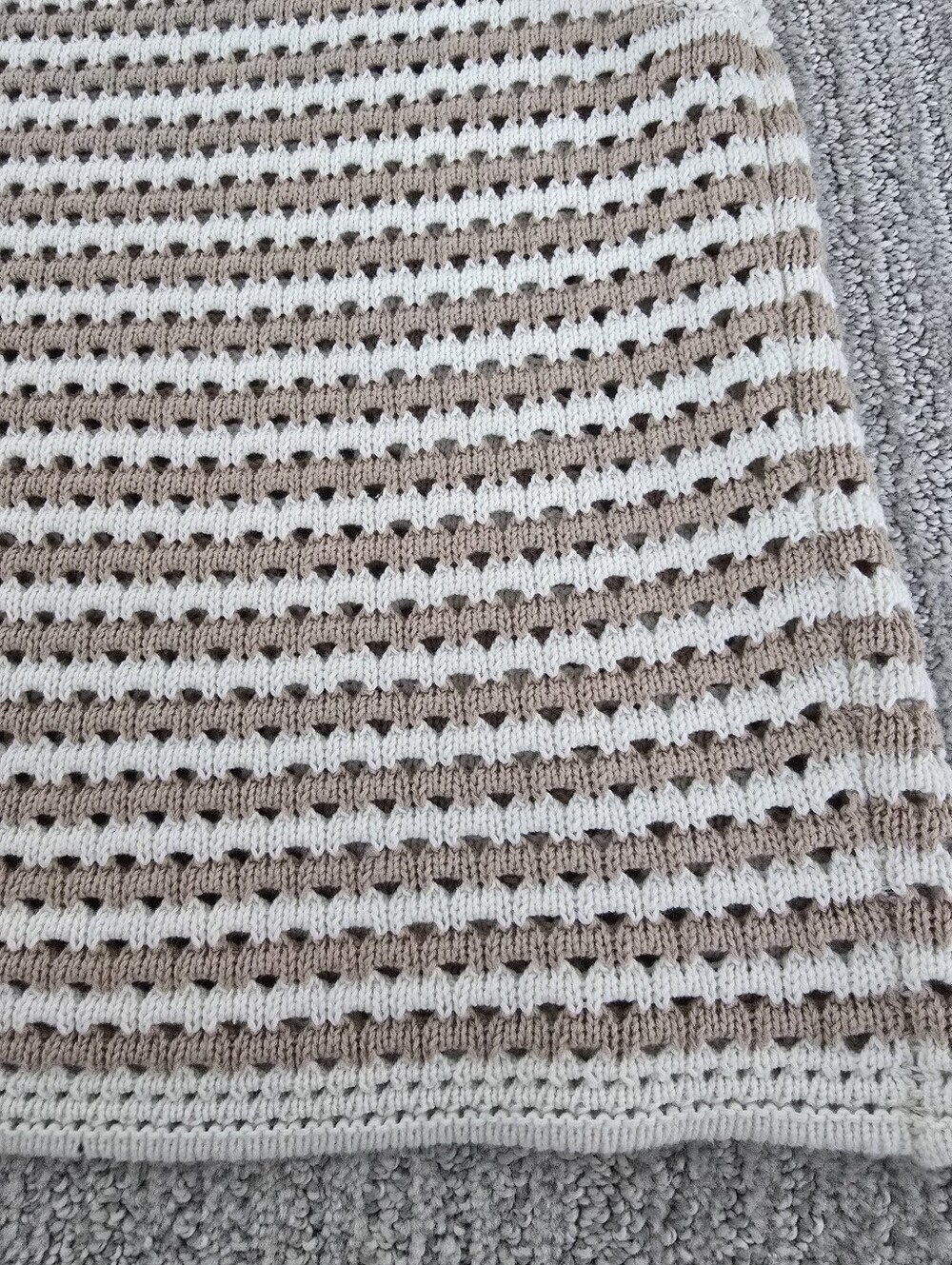 🎰NWOT Blu Pepper Cream & Tan Striped Crochet Tank Top 100% Cotton - Picture 5 of 8
